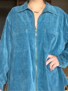 Vintage Crossroads Teal Zip Up 100% Cotton